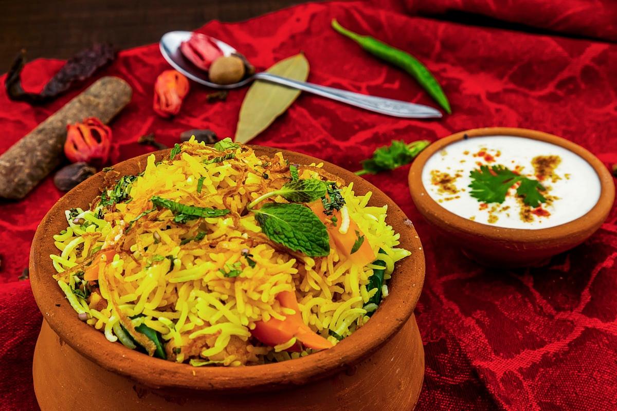Achari Veg Pulao with Raita
